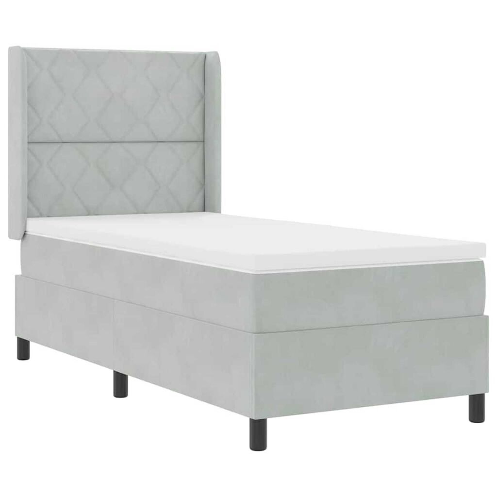 vidaXL Κρεβάτι Box Spring LED με Στρώμα Ανοιχτό γκρι 100 x 200 cm
