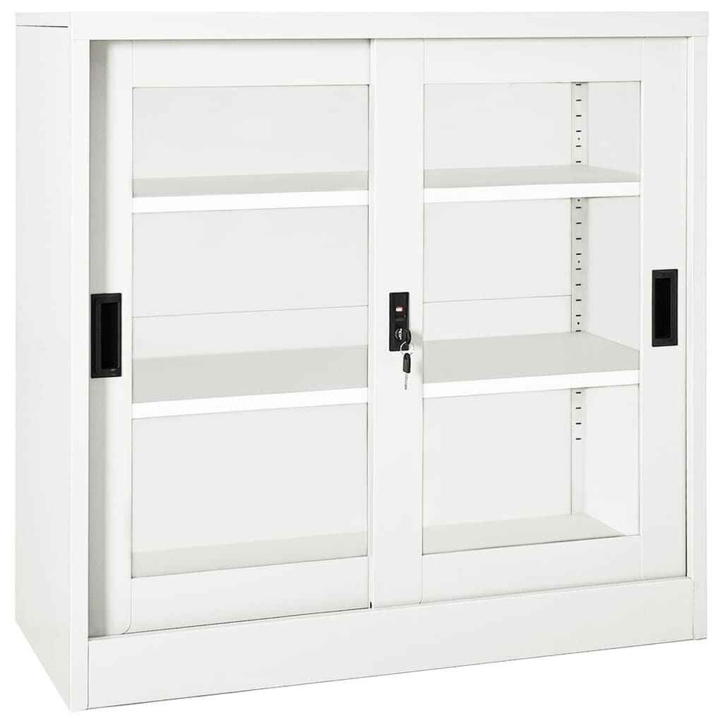 vidaXL Ντουλάπι με Συρόμενη Πόρτα Λευκό 90 x 40 x 90 εκ. Ατσάλινο