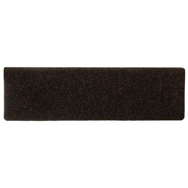 vidaXL Πατάκια Σκαλιών Αυτοκόλλητα 15 τεμ. 65x21x4 εκ. Σκούρο Καφέ Ορθογώνια Άκρη
