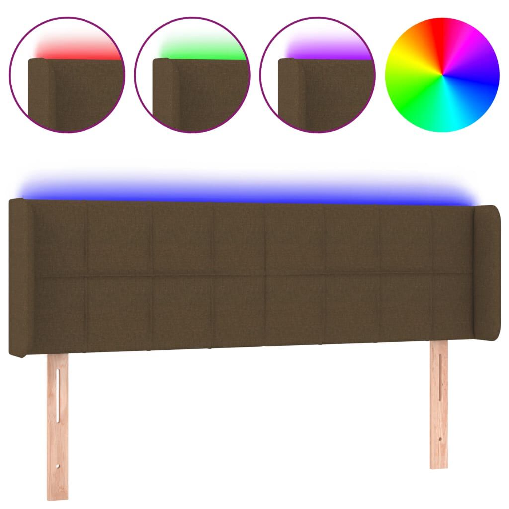 vidaXL Κεφαλάρι Κρεβατιού LED Σκούρο Καφέ 147x16x78/88 εκ. Υφασμάτινο