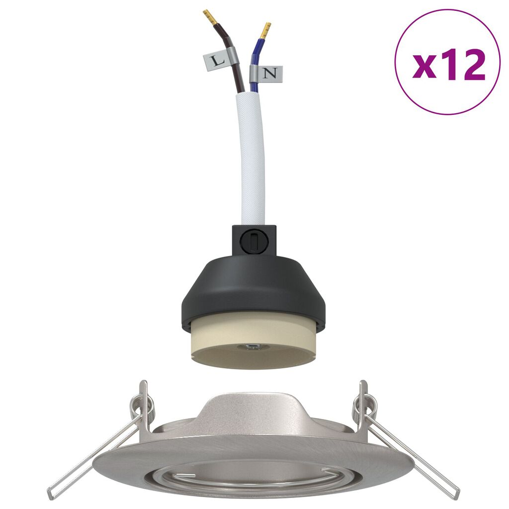 vidaXL Εσοχή Φωτιστικά 12 τεμ Στρογγυλά GU10 Ασημί Ø90 mm Χάλυβας