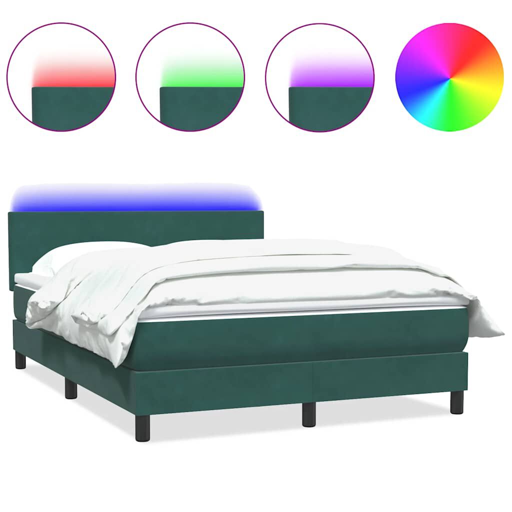 vidaXL Box Spring Κρεβάτι με στρώμα Σκούρο πράσινο 140x220cm Βελούδινο