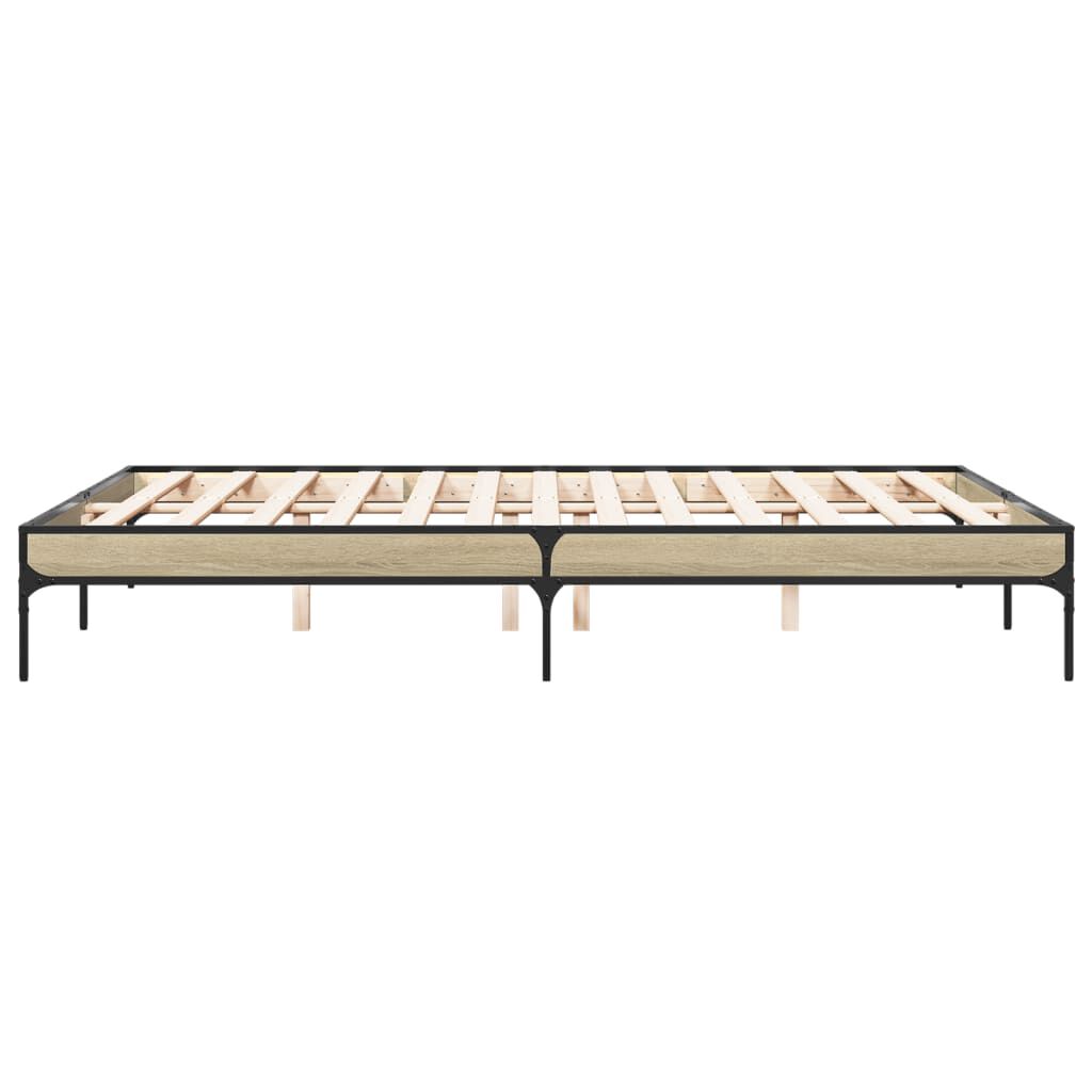 vidaXL Πλαίσιο Κρεβατιού Sonoma Δρυς 150x200 εκ. Επεξ. Ξύλο & Μέταλλο