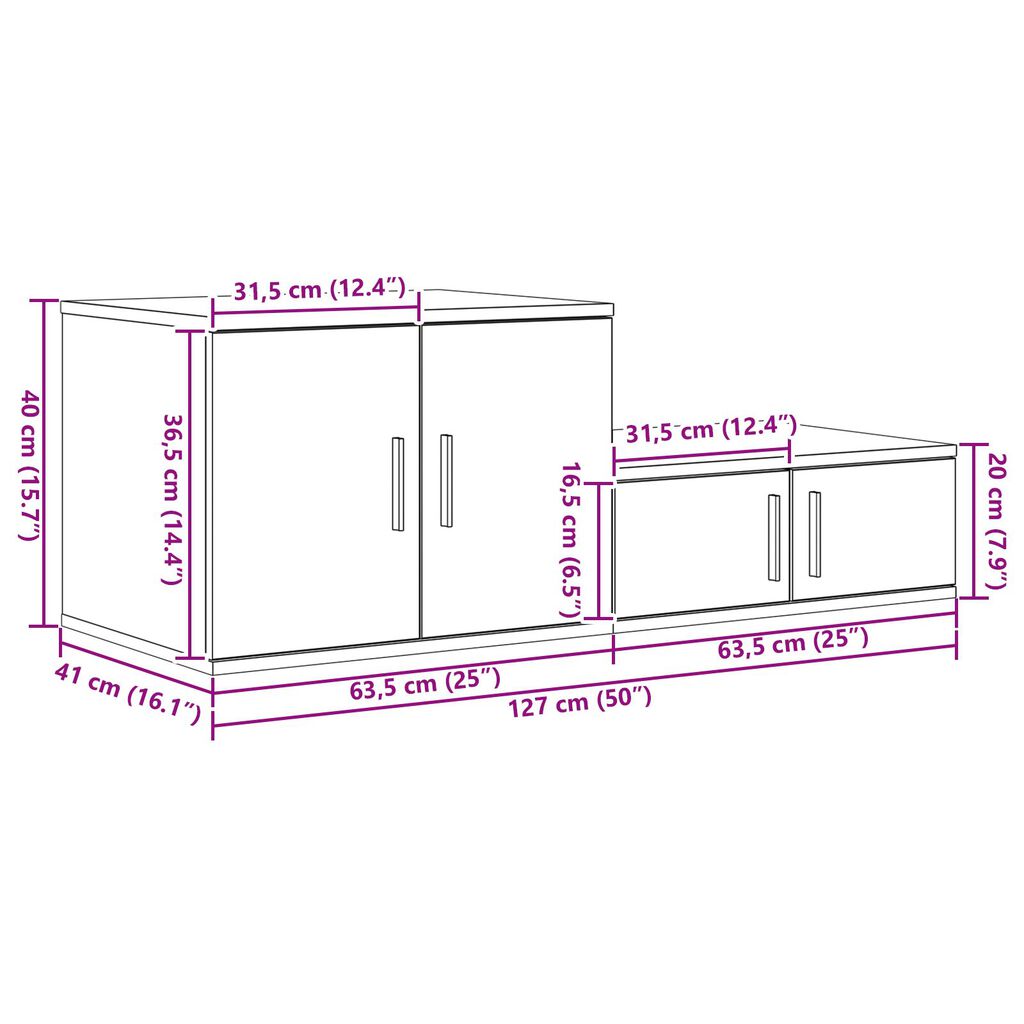 vidaXL Ντουλάπα Αποθήκης Γκρι Σοφίτα 127x41x40 εκ. Κατασκευασμένο από Ξύλο