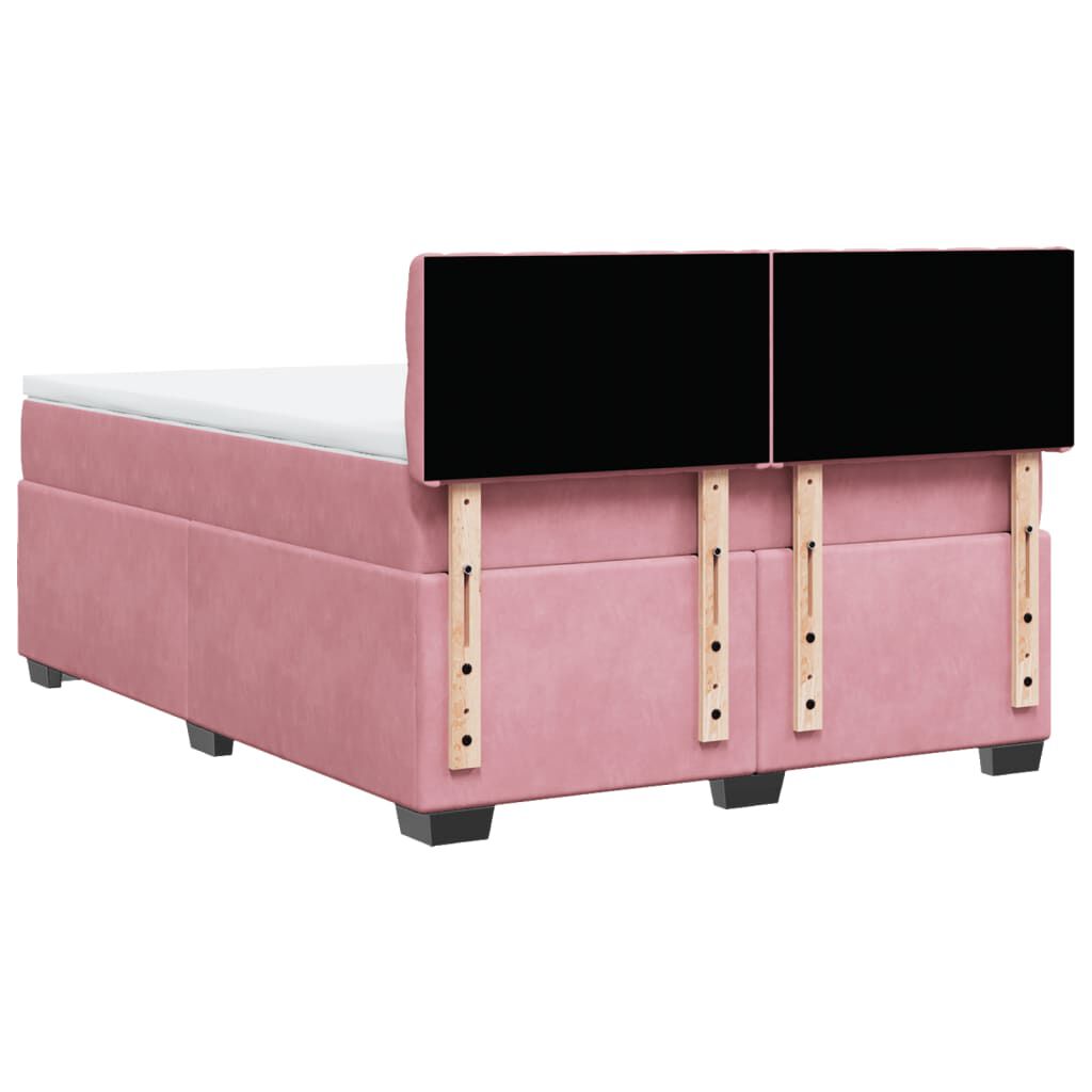 vidaXL Κρεβάτι Boxspring με Στρώμα Ροζ 160x200 εκ. Βελούδινο