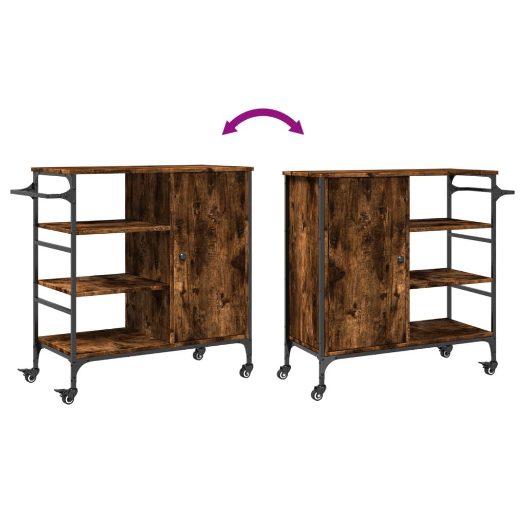 vidaXL Τρόλεϊ Κουζίνας Καπνιστή Δρυς 87,5x38,5x84,5 εκ. Επεξ. Ξύλο