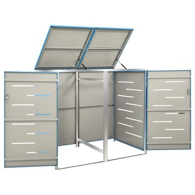 vidaXL Πλαίσιο Κάδων Απορρ. Διπλό με Ρόδες 138x77,5x115,5 εκ Αν. Ατσά.
