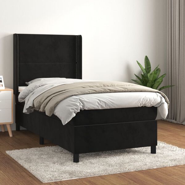 vidaXL &Kappa;&rho;&epsilon;&beta;ά&tau;&iota; Boxspring &mu;&epsilon; &Sigma;&tau;&rho;ώ&mu;&alpha; &Mu;&alpha;ύ&rho;&omicron; 90x190 &epsilon;&kappa;. &Beta;&epsilon;&lambda;&omicron;ύ&delta;&iota;&nu;&omicron;