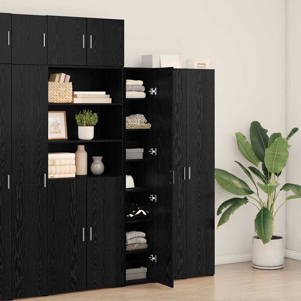 vidaXL Highboard 2 pcs &Mu;&alpha;ύ&rho;&eta; &Omicron;&xi;&upsilon;ά 30 x 42,5 x 185 &epsilon;&kappa;