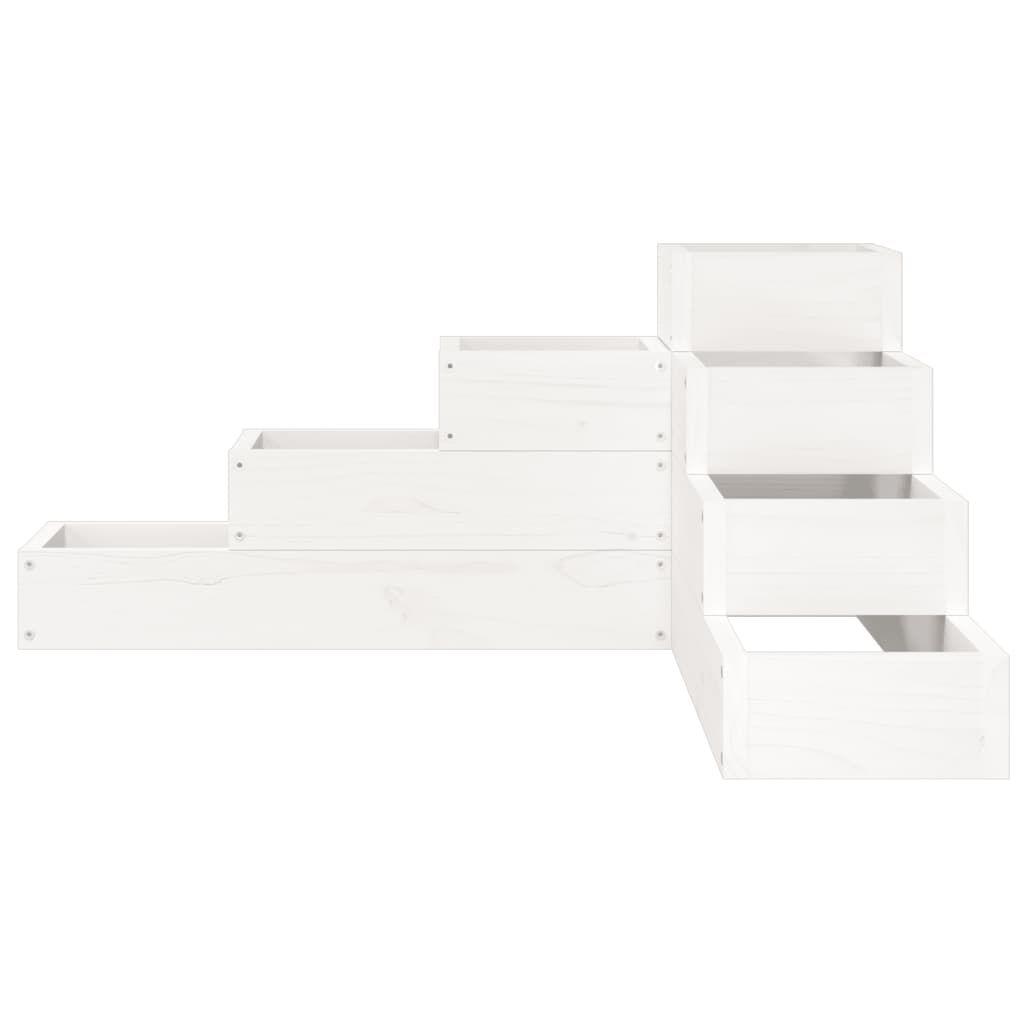 vidaXL Ζαρντινιέρα 4 Επιπέδων Λευκή 80,5x79x36 εκ. Μασίφ Ξύλο Πεύκου