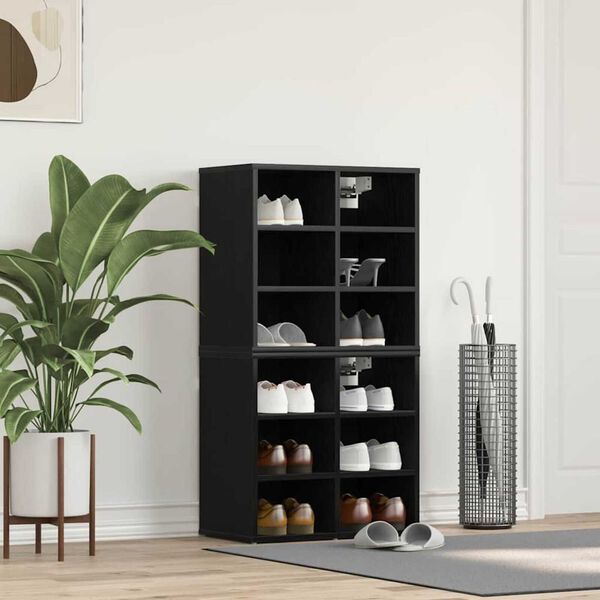 vidaXL Ντουλάπα Παπουτσιών με ράφι 2 pcs Μαύρη δρυς 52 x 30 x 50.5 εκ.