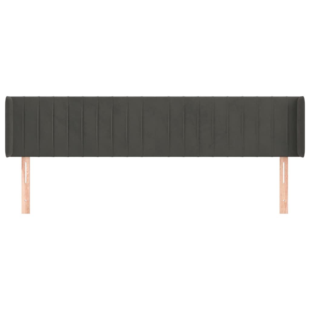 vidaXL Κεφαλάρι με Πτερύγια Σκούρο Γκρι 183x16x78/88 εκ. Βελούδινο