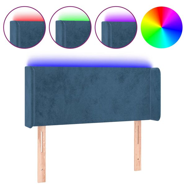 vidaXL Κεφαλάρι Κρεβατιού LED Σκούρο Μπλε 83x16x78/88 εκ. Βελούδινο