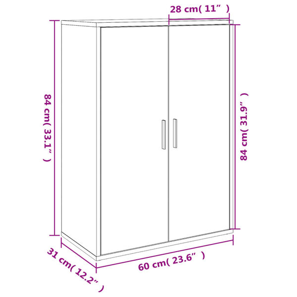 vidaXL Συρταριέρα Μαύρη 60 x 31 x 84 εκ. από Επεξεργασμένο Ξύλο