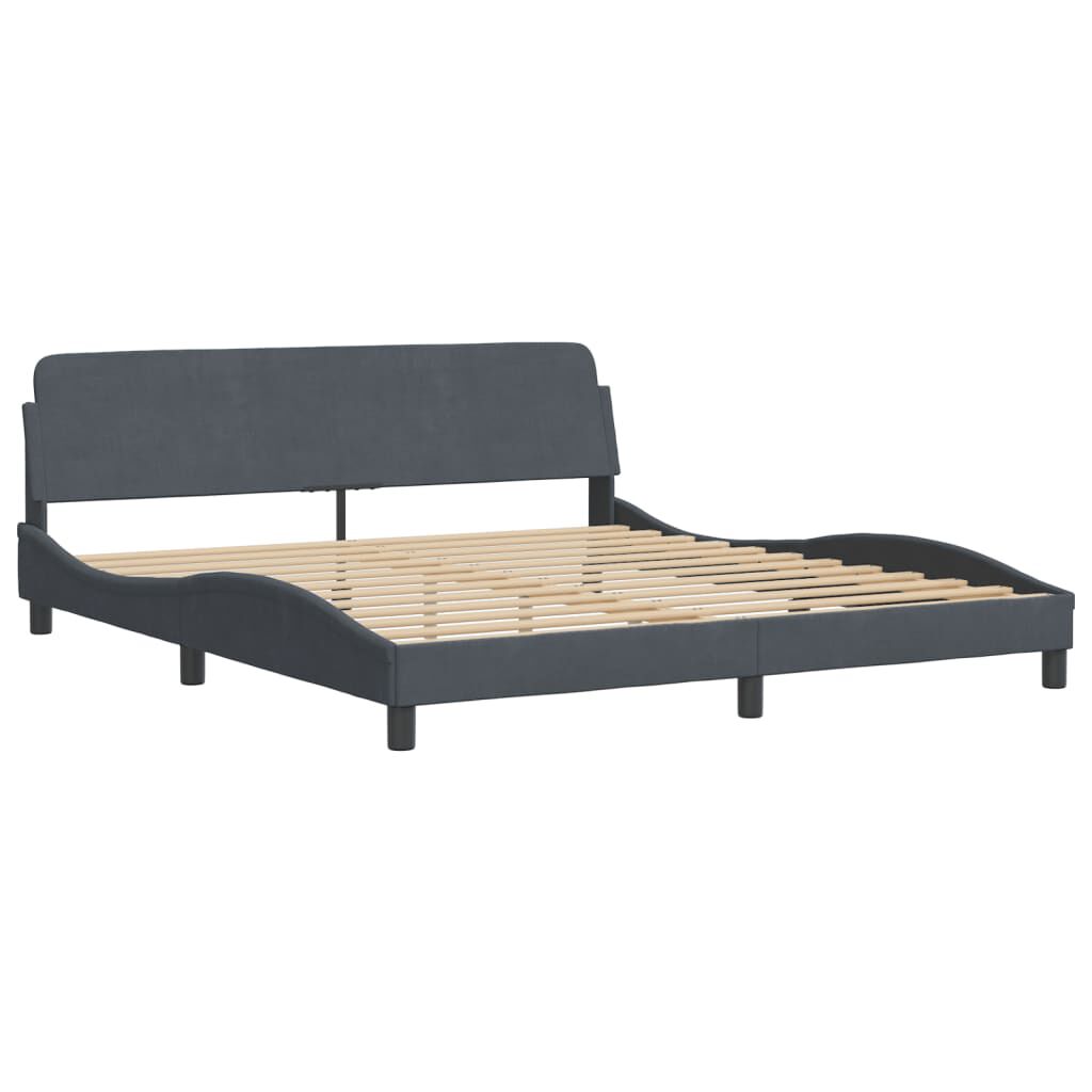 vidaXL Κρεβάτι με Στρώμα Σκούρο Γκρι 180x200 εκ. Βελούδινο