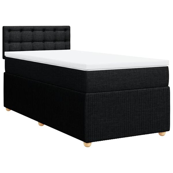 vidaXL Κρεβάτι Boxspring με Στρώμα Μαύρο 100 x 200 εκ. Υφασμάτινο