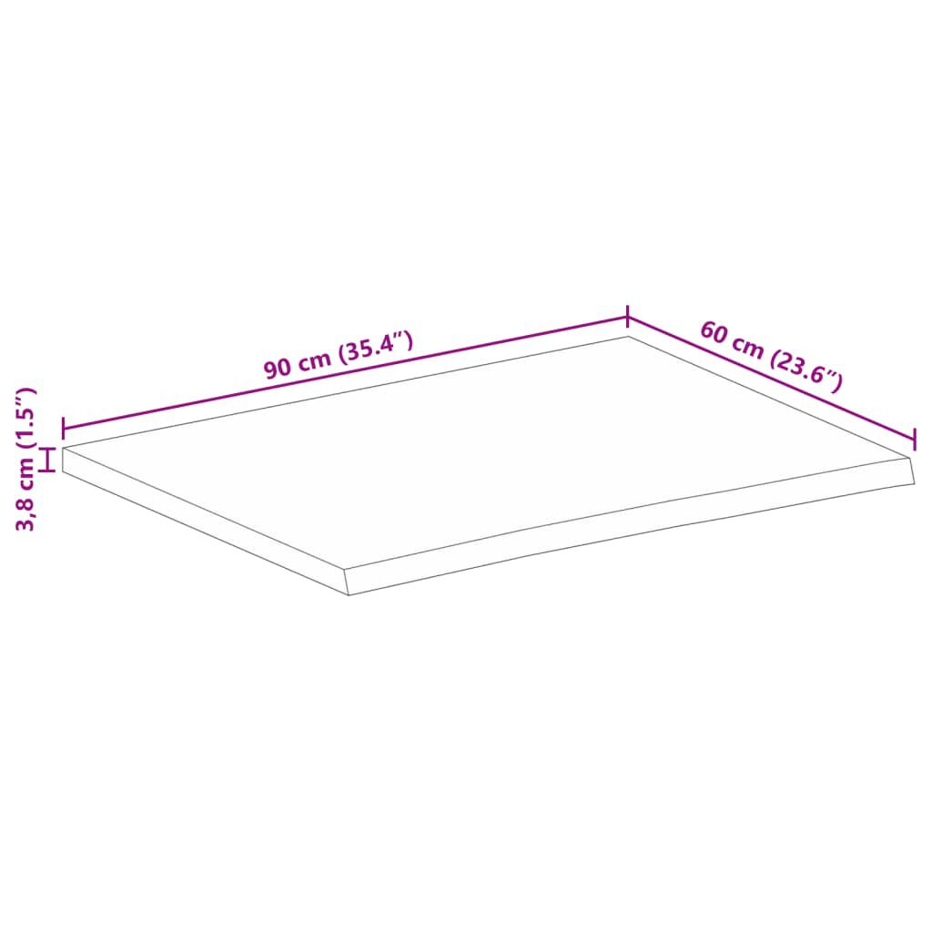 vidaXL Επιφάνεια Τραπεζιού 90x60x3,8 εκ. Live Edge Μασίφ Ξύλο Μάνγκο