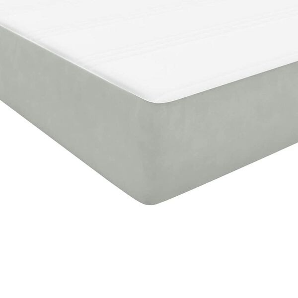 vidaXL Box Spring κρεβάτι με στρώμα ανοιχτό γκρι 90x210 cm Βελούδινο