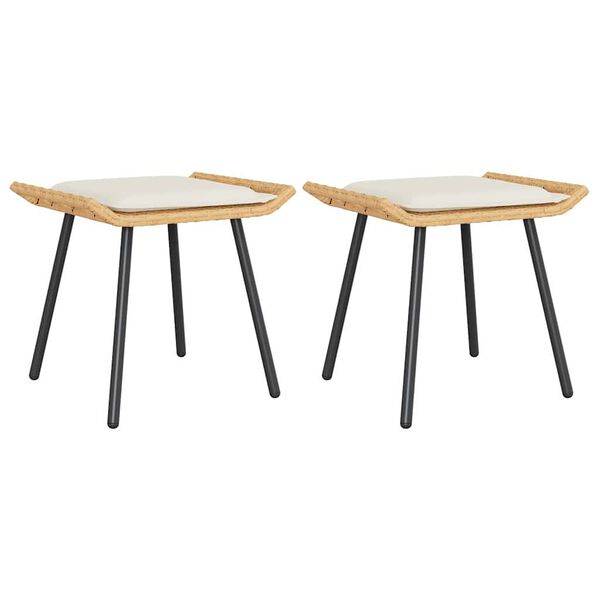 vidaXL Σκαμπό Κήπου με μαξιλάρι 2 pcs Καφέ 50 x 40 x 45εκ Πολυεστέρας