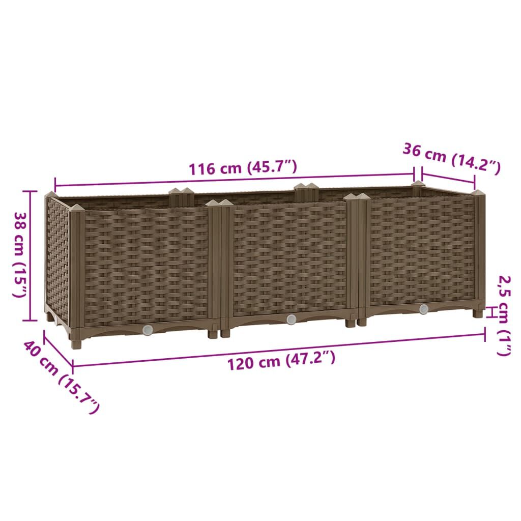 vidaXL Ζαρντινιέρα 120 x 40 x 38 εκ. από Πολυπροπυλένιο