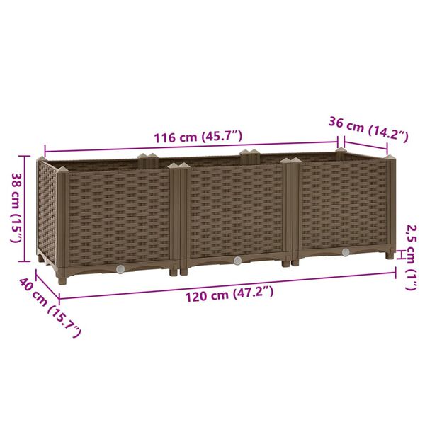 vidaXL Ζαρντινιέρα 120 x 40 x 38 εκ. από Πολυπροπυλένιο