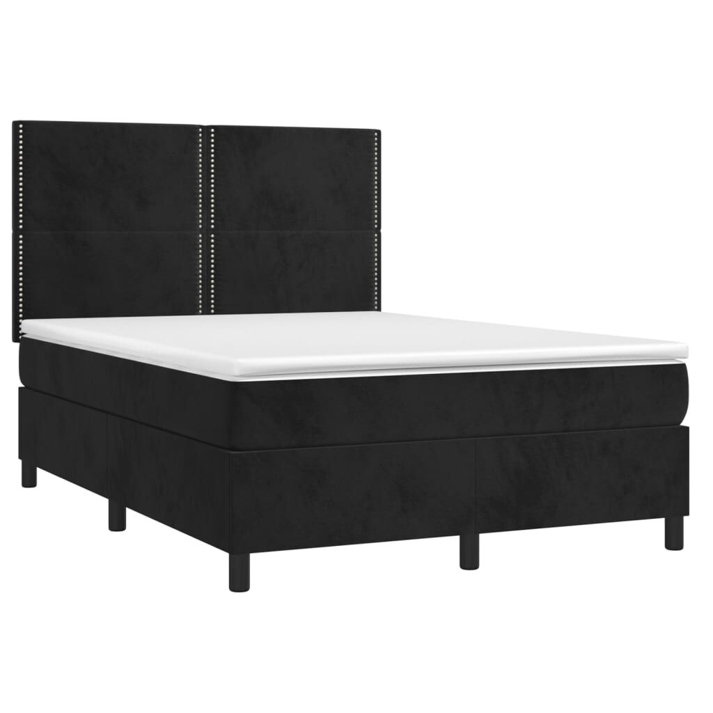 vidaXL Κρεβάτι Boxspring με Στρώμα Μαύρο 140x200 εκ. Βελούδινο