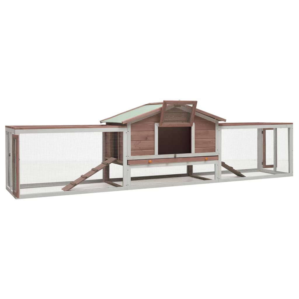 vidaXL Κλουβί Κουνελιών Μόκα 310x70x87 εκ. Μασίφ Ξύλο Πεύκου/Ελάτης