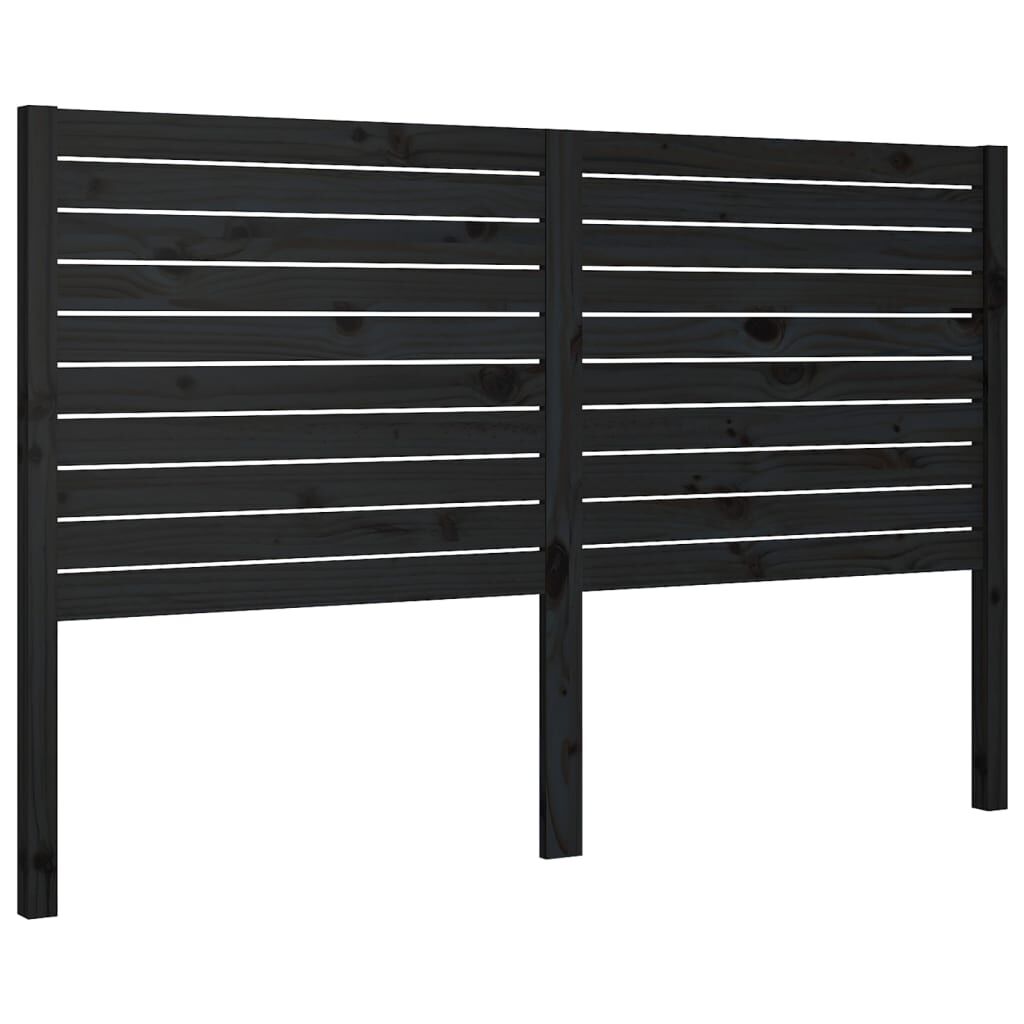 vidaXL Κεφαλάρι κρεβατιού Μαύρο 141x4x100 εκ. από Μασίφ Ξύλο Πεύκου
