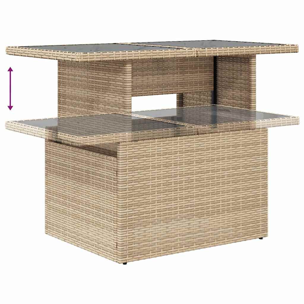 vidaXL Σετ Καναπέ Κήπου με αποθήκευση 7 pcs Μπεζ Πολυ ράταν