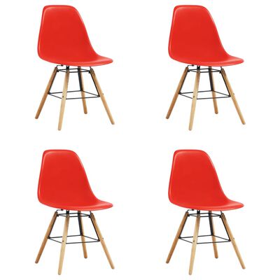 vidaXL Καρέκλες Τραπεζαρίας 4 τεμ. Κόκκινες Πλαστικές