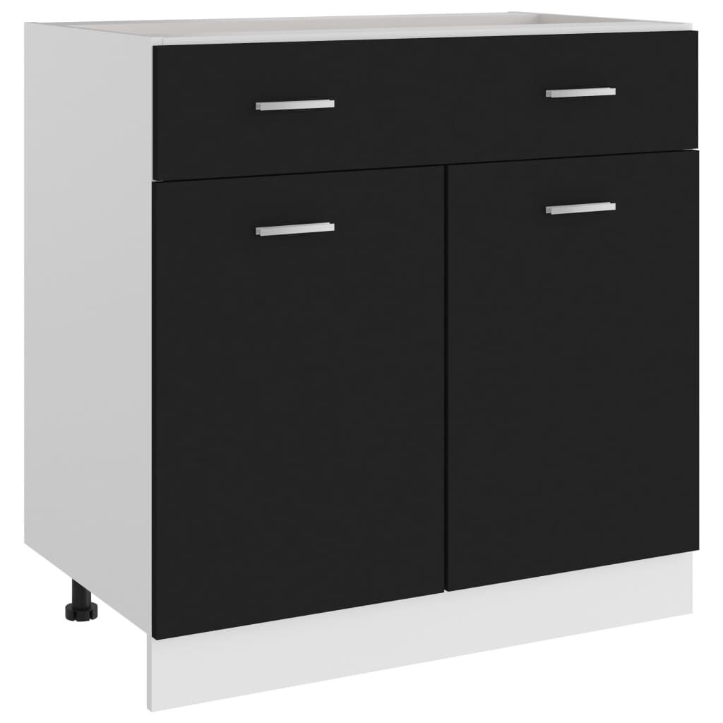 vidaXL Ντουλάπι με Συρτάρι Lyon Μαύρο 80x46x81,5 εκ. Επεξ. Ξύλο