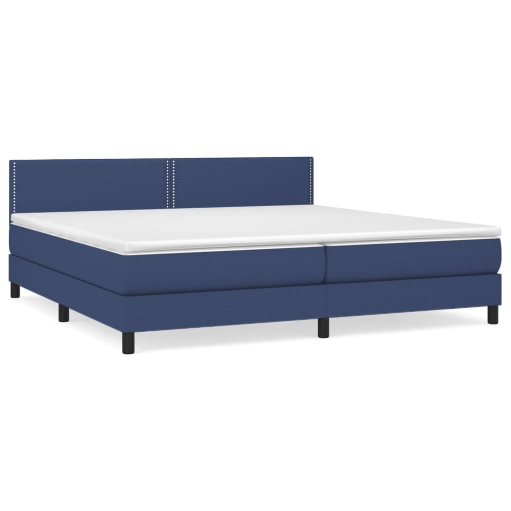 vidaXL Κρεβάτι Boxspring με Στρώμα Μπλε 200x200 εκ. Υφασμάτινο
