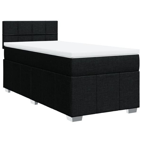 vidaXL Κρεβάτι Boxspring με Στρώμα Μαύρο 90x190 εκ.Υφασμάτινο