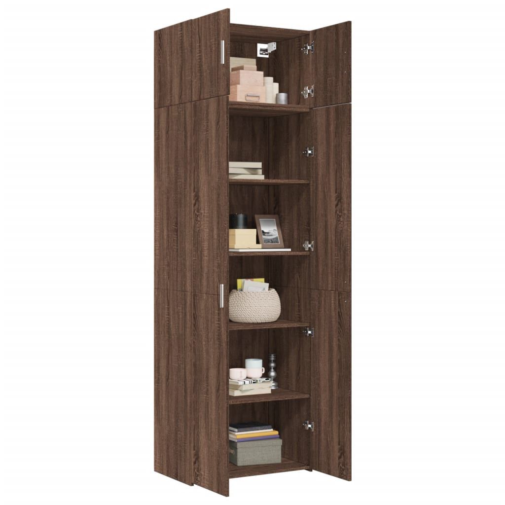 vidaXL Ραφιέρα με Ντουλάπια Καφέ Δρυς 70x42,5x225 εκ. από Επεξ. Ξύλο