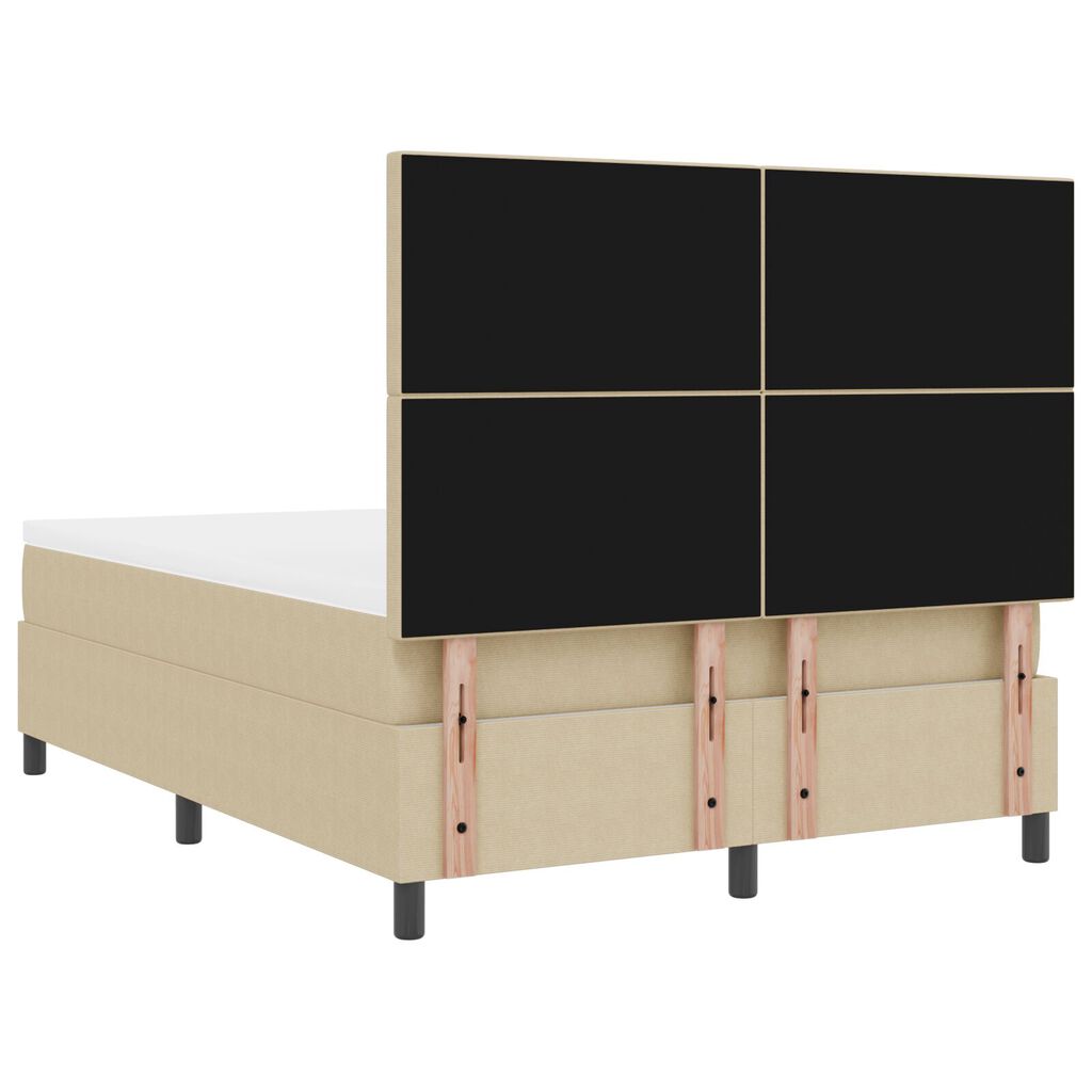 vidaXL Κρεβάτι Box Spring με Στρώμα & LED Φως Πράσινο Γκρί 140x200 εκ Ύφασμα Κορδέλας