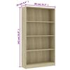 vidaXL Βιβλιοθήκη με 4 Ράφια Sonoma Δρυς 80x24x142 εκ. Επεξ. Ξύλο
