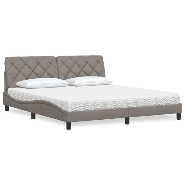 vidaXL Κρεβάτι με Στρώμα Taupe 180x200 εκ. Υφασμάτινο