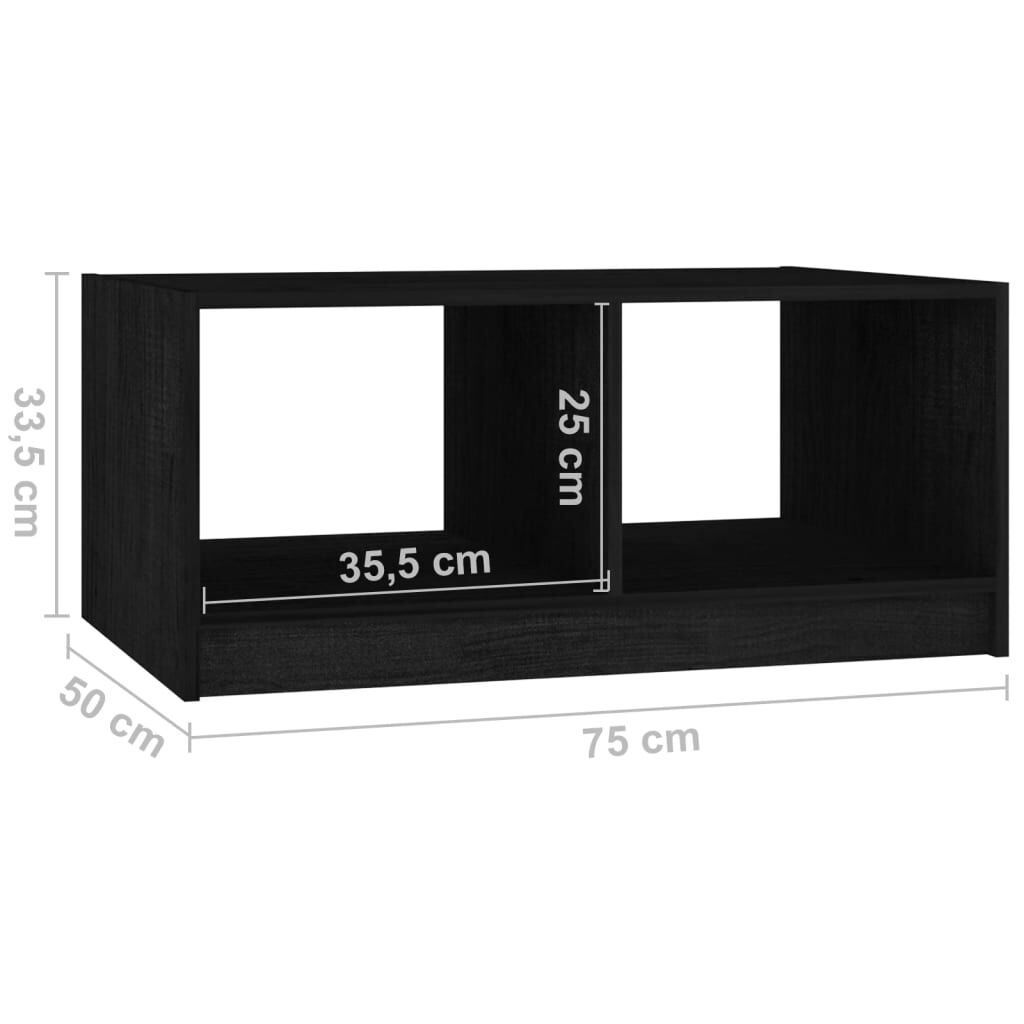 vidaXL Τραπεζάκι Σαλονιού Μαύρο 75 x 50 x 33,5 εκ. Μασίφ Ξύλο Πεύκου