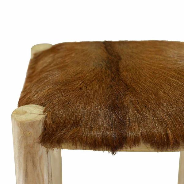 vidaXL Σκαμπό Μπαρ από Γνήσιο Δέρμα / Μασίφ Ξύλο Teak