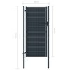vidaXL Πόρτα Περίφραξης Ανθρακί 100 x 124 εκ. από PVC / Ατσάλι