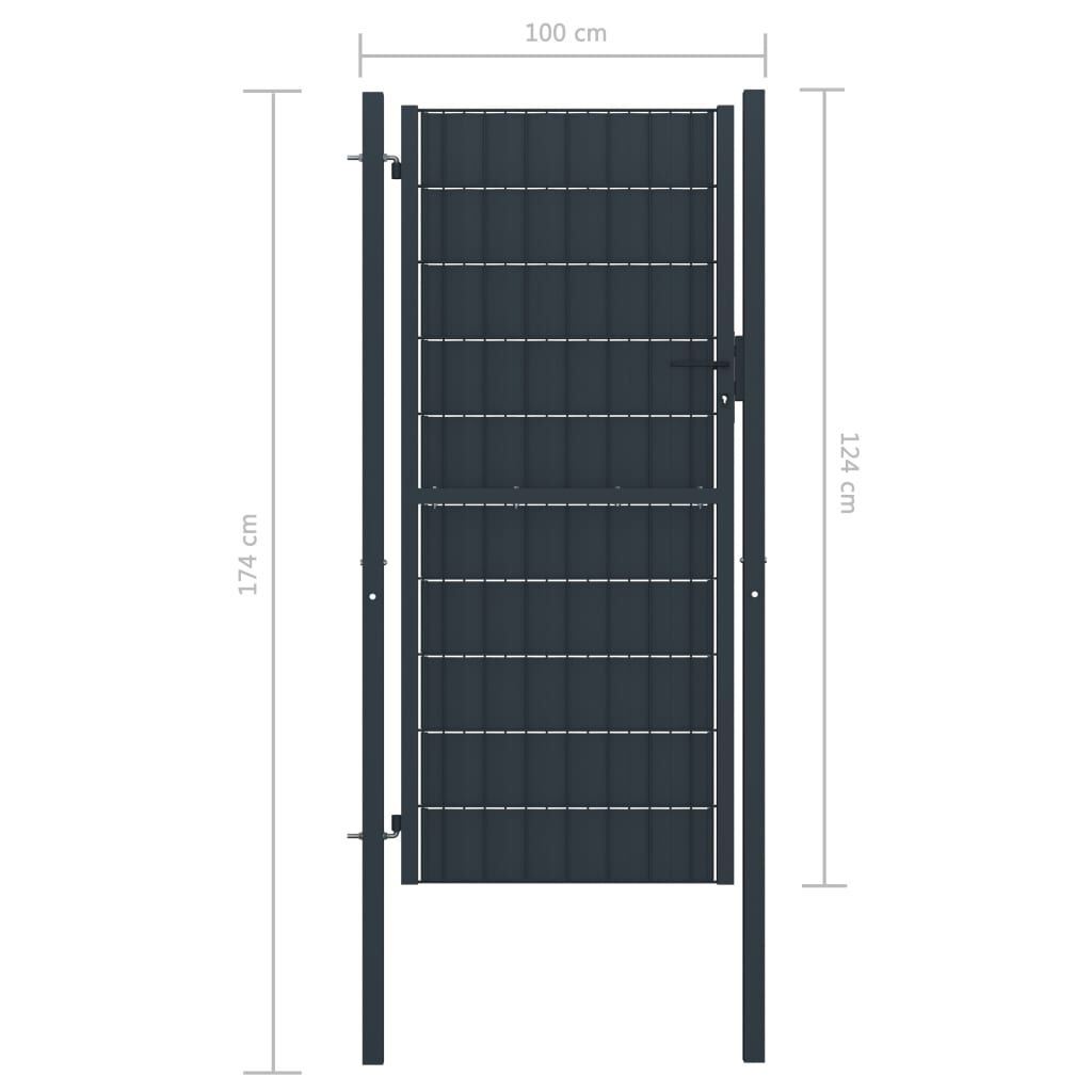 vidaXL Πόρτα Περίφραξης Ανθρακί 100 x 124 εκ. από PVC / Ατσάλι
