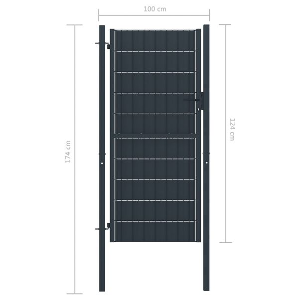 vidaXL Πόρτα Περίφραξης Ανθρακί 100 x 124 εκ. από PVC / Ατσάλι