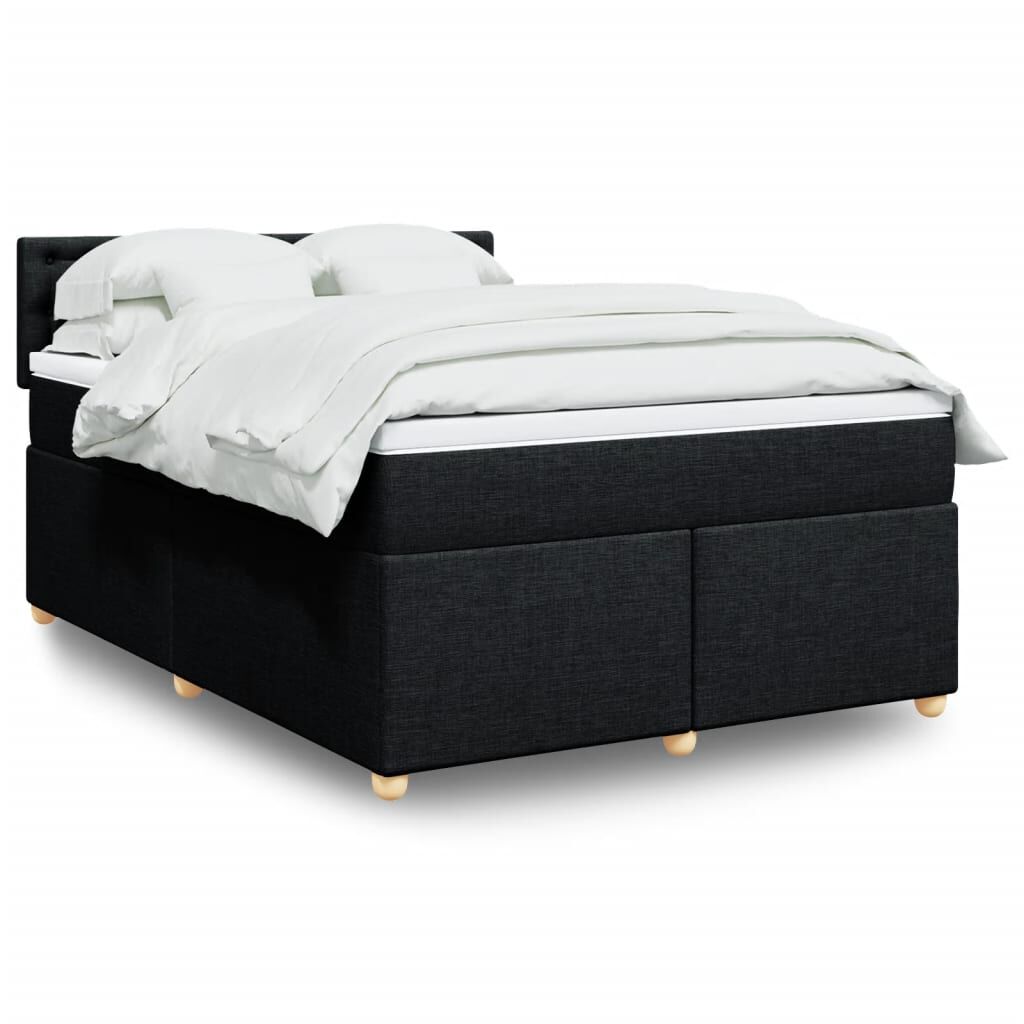 vidaXL Κρεβάτι Boxspring με Στρώμα Μαύρο 140x190 εκ. Υφασμάτινο