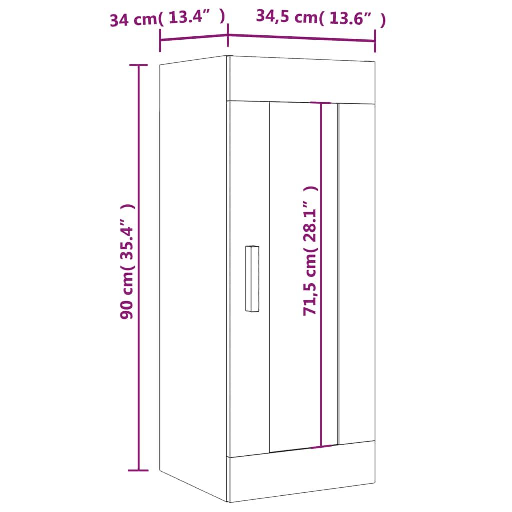 vidaXL Ντουλάπι Τοίχου Κρεμαστό Γκρι sonoma 34,5x34x90 εκ.