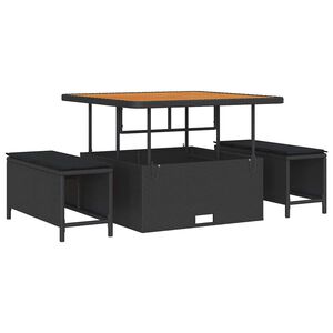 vidaXL Σέτ φαγητού για κήπο Μαύρο Πολυ ράταν