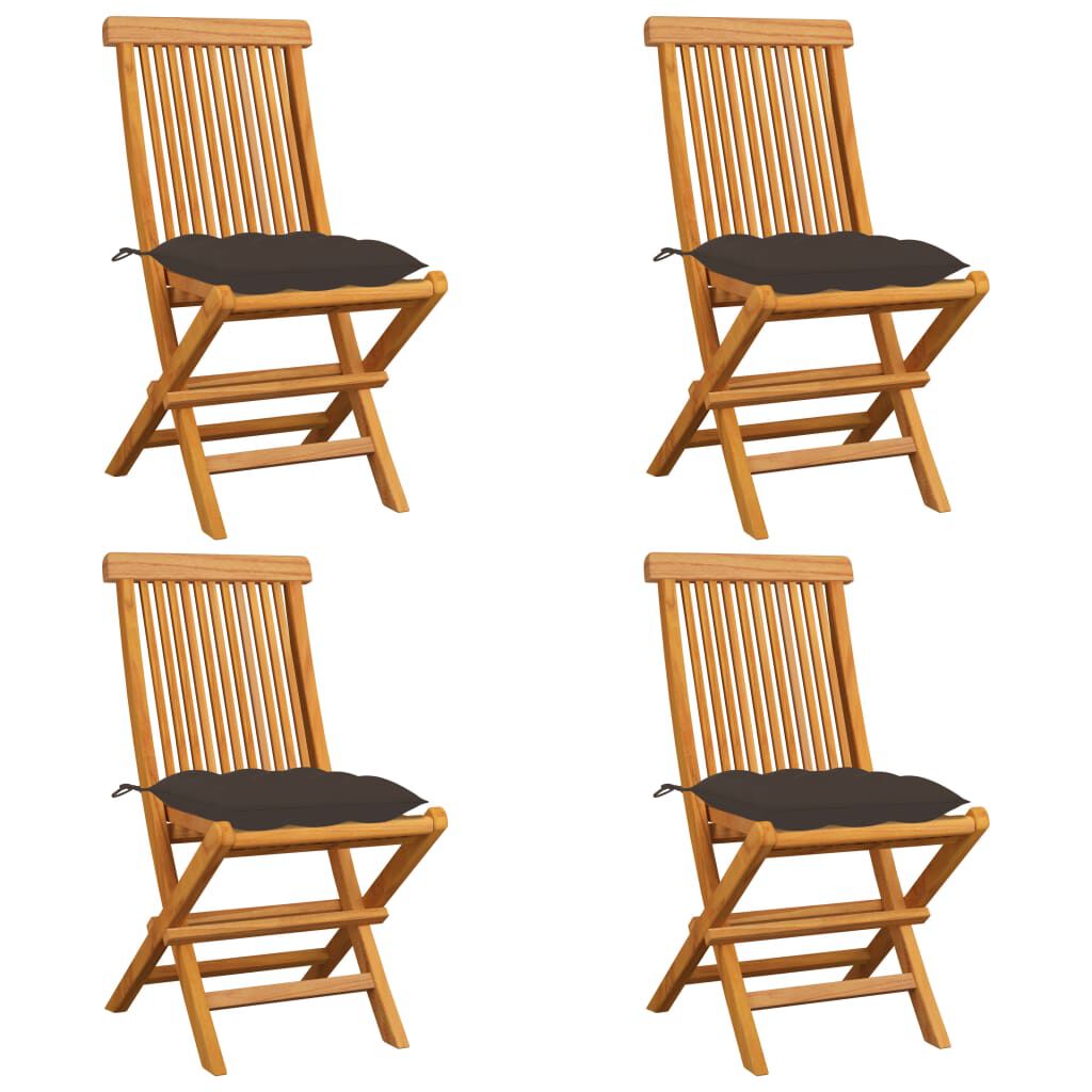 vidaXL Καρέκλες Κήπου 4 τεμ. από Μασίφ Ξύλο Teak με Taupe Μαξιλάρια