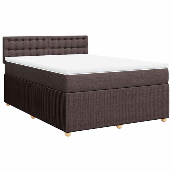 vidaXL Κρεβάτι Boxspring με Στρώμα Σκούρο Καφέ 140x190 εκ. Υφασμάτινο