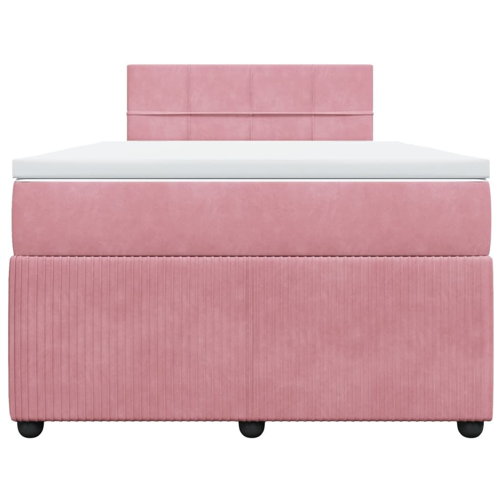 vidaXL Κρεβάτι Boxspring με Στρώμα Ροζ 120x200 εκ. Βελούδινο