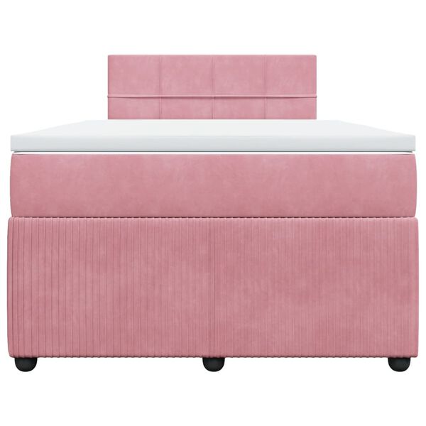 vidaXL Κρεβάτι Boxspring με Στρώμα Ροζ 120x200 εκ. Βελούδινο