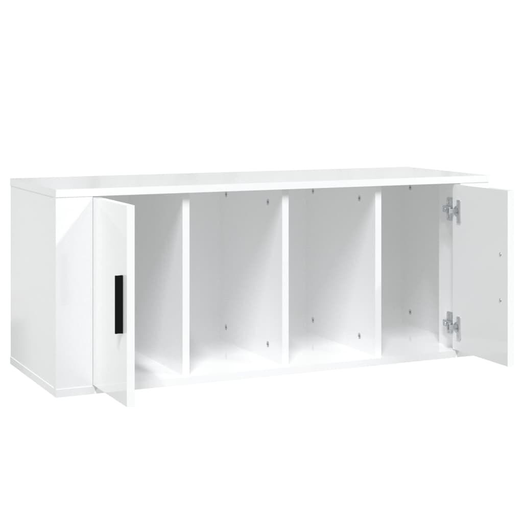 vidaXL Έπιπλο Τηλεόρασης Γυαλ. Λευκό 100x35x40 εκ. Επεξεργασμένο Ξύλο